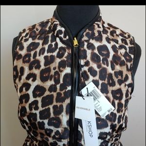 NWT Leopard Print Reversible Puffer Vest Workshop by Republic Clothing